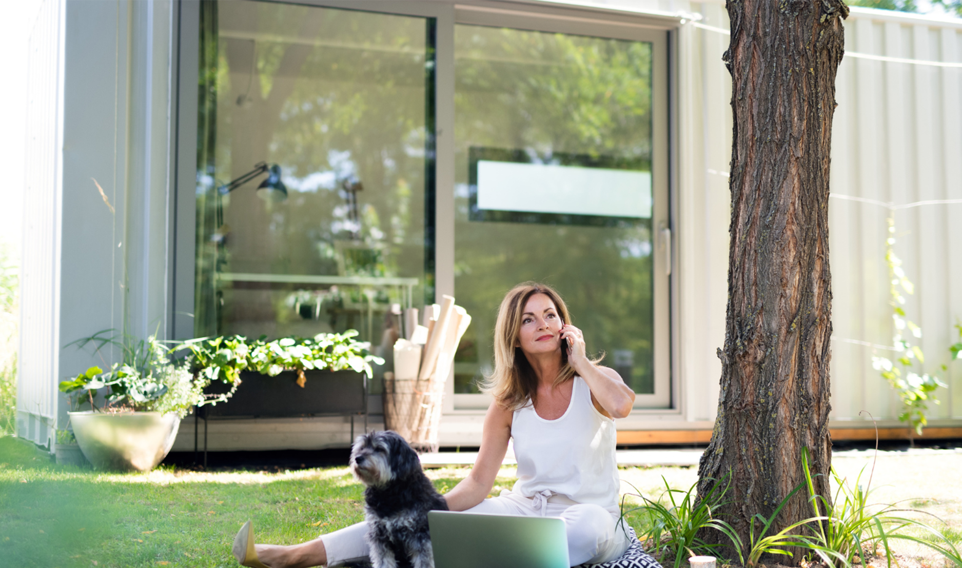 Woman  Dog Outside