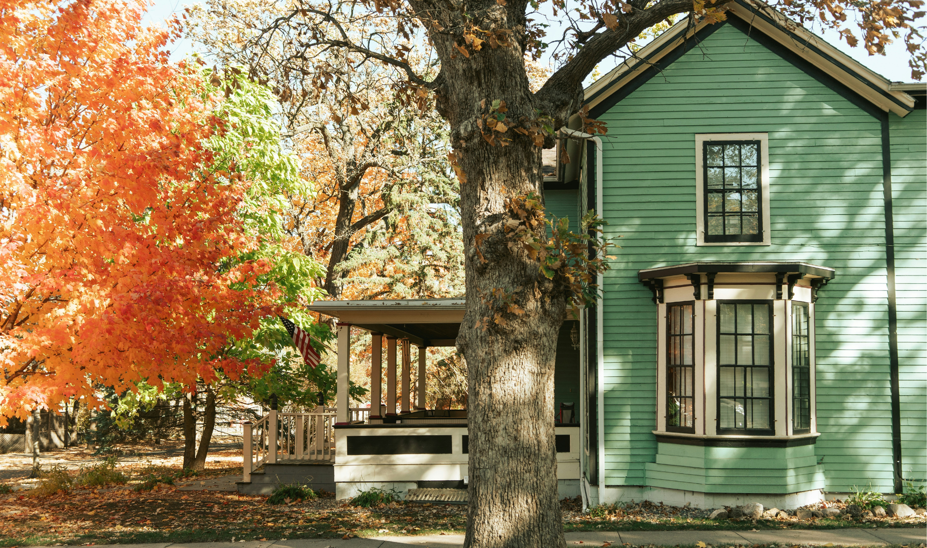green house in fall